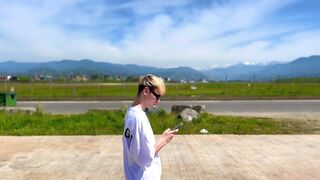 Straight guy sold his cock on the beach gets a throbbing blowjob for cash
