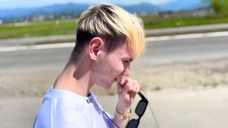 Straight guy sold his cock on the beach gets a throbbing blowjob for cash