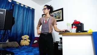 Latino edging to big cock busting messy on cam