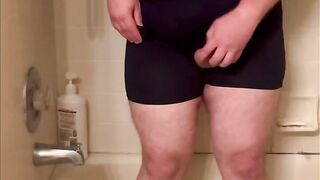 Chubby Bear’s Tiny Dick Piss Play Gets Destroyed By Massage Gun Cumshot