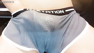 Japanese boy choking on shorts cum as he jerks off alone