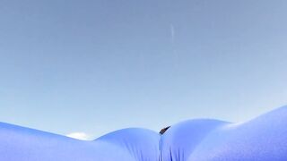 Spandex bulge explosion cumming in workout leggings exposed
