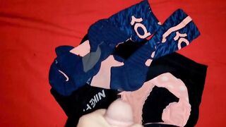 Step sis squirted while jerking off in gym shorts
