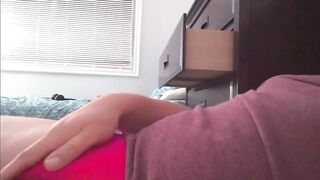 Tight red bikinis stuffed with cum while trying on gay underwear
