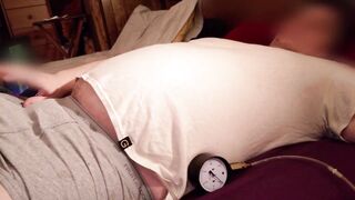 Gay belly inflation solo guy blows his underwear with air then gushes cum
