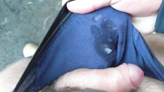 Big thick dicks blows white cum in my undies with uncut gay tradie out bush