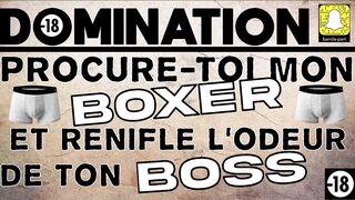 French boss smells his soaked boxers while degrading his submissive