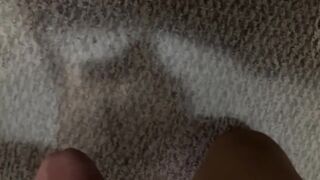 Thick legs thick cock big load cum on underwear handjob