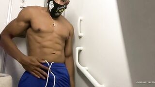 Gay airplane jerk off leaked on flight bathroom black muscle hunk cumshot