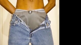 Throbbing cock milked hands free in tight gay briefs creampie