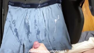 Painting my underwear with cum for a gay fan huge load squirted