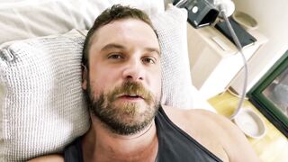 POV Hairy Bear Wanks Thick Uncut Load into Bonded Underwear