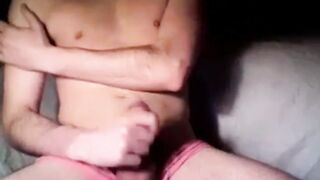 Horny in Pink Big dick stroking until raw cum gushes
