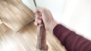 Amateur Russian Guy Jerking His Big Veiny Cock Waiting for His Stepbrother
