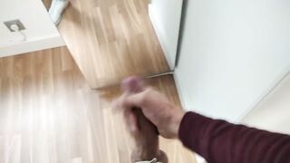 Amateur Russian Guy Jerking His Big Veiny Cock Waiting for His Stepbrother