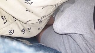 Twink cumshot leaks in tight boxers from wet dream solo session