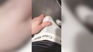 Gay twink destroys public toilet with thick cum