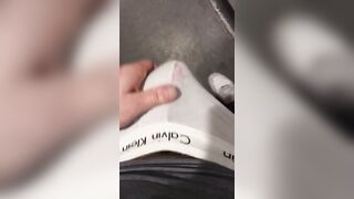 Gay twink destroys public toilet with thick cum