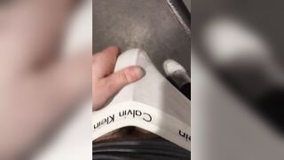 Gay twink destroys public toilet with thick cum