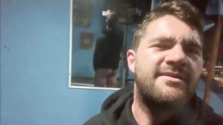 Tradesman's ripe Aussie Bonds gagged Chad Owen sniffs tight undies then raw gay wank