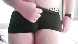 Big mess in my small Calvin Kleins while wanking