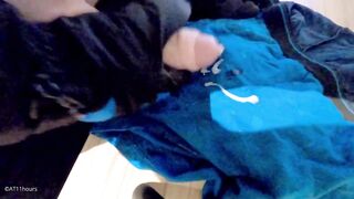 Blond twink covered in cum his own underwear big mess