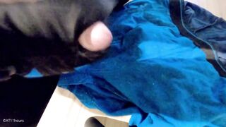 Blond twink covered in cum his own underwear big mess