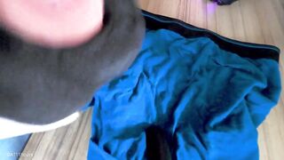 Blond teen fills his underpants with cum while fingering foxgloves