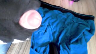 Blond teen fills his underpants with cum while fingering foxgloves