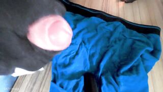Blond teen fills his underpants with cum while fingering foxgloves