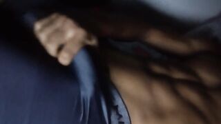 Latin hunk jacked off on her panties covered in thick cum