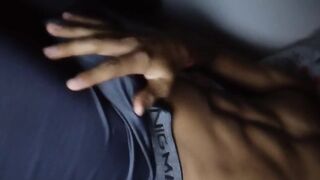 Latin hunk jacked off on her panties covered in thick cum