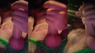 Teasing and cum drops stroking that huge gay cock raw solo