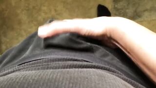 Ripping black socks off then dumping cum all over them thick cock in POV