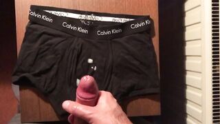 Gay cum all over my undies raw cumshot POV solo jerk