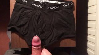 Gay cum all over my undies raw cumshot POV solo jerk