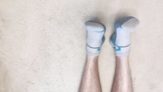 Hairy legs socks and cum ruined by sticky jizz