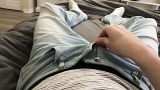 Jizz in my calvins ruined gay briefs dripping cum