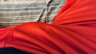 Throbbing cock bulge in tight basketball shorts while wearing a butt plug