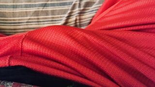 Throbbing cock bulge in tight basketball shorts while wearing a butt plug