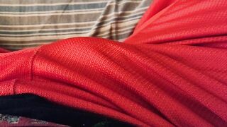 Throbbing cock bulge in tight basketball shorts while wearing a butt plug