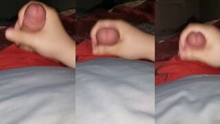 young guy masturbates then gets a huge cumshot all over