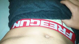 Freegun underwear cumshot fit guy jerks off alone in POV