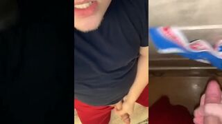 Chubby gay undies ruined by thick cumshot blast while solo