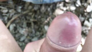 Close up dirty cock jerking off in smelly underwear until public cumshot