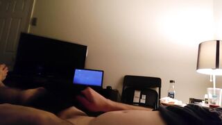 Rare clothed gay cumshot masturbation ruined through pants