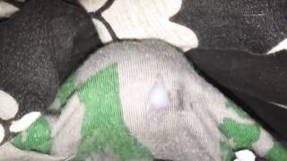 Pulsing cock blasts soaked boxers before bed hands free orgasm