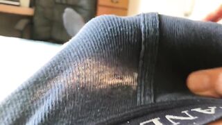 Quick Jack Off in gay black socks cumming on hanes briefs