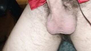 Cumming thick and hot all over red panties again