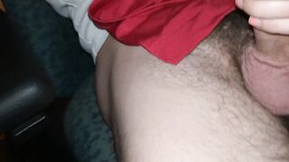 Cumming thick and hot all over red panties again